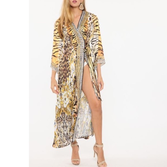 Animal Print Swim Vacation Kimono Duster NWT 595 - Picture 1 of 3